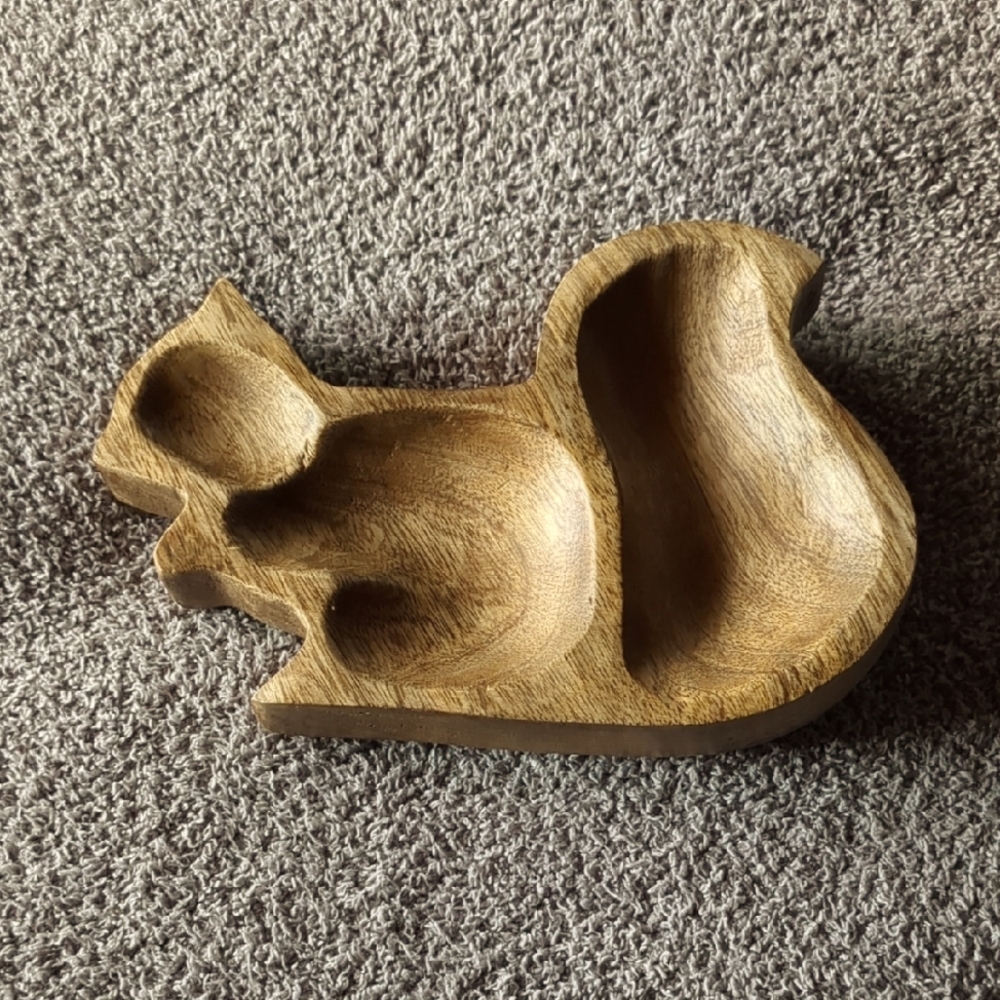 Wooden Squirrel Shaped Dish